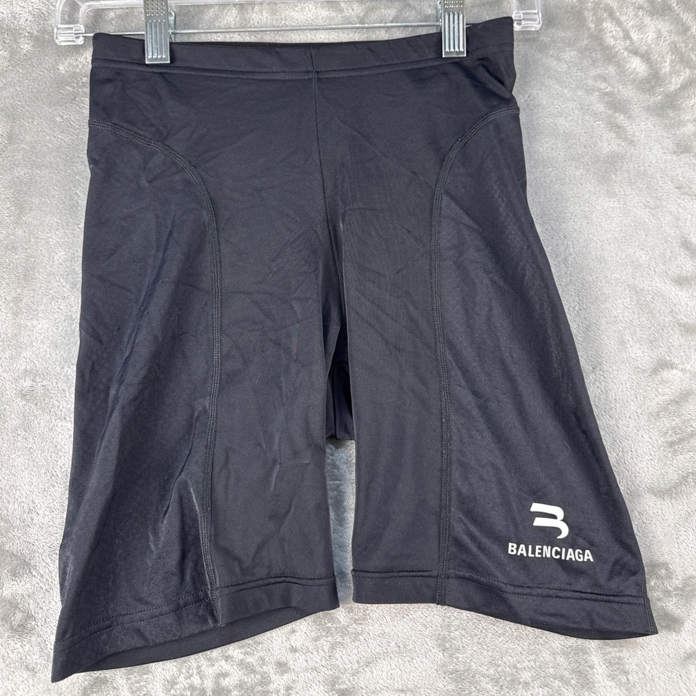 Balenciaga Shorts Womens S Activewear 661764 4B0B1 Black Logo Compression EUC